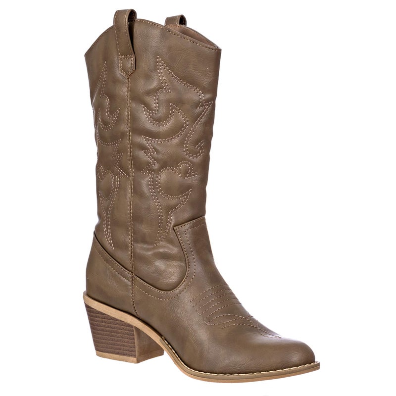 Charles Albert Women's Embroidered Modern Western Cowboy Boot in Mocha Size: 10 - Image 1